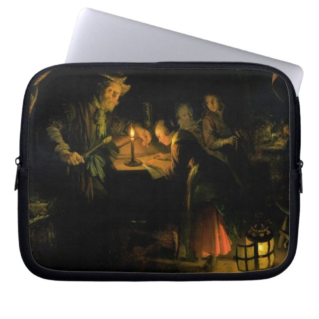 De schoolmeester, 1660-65 (olie op het paneel) laptop sleeve (Voorkant)