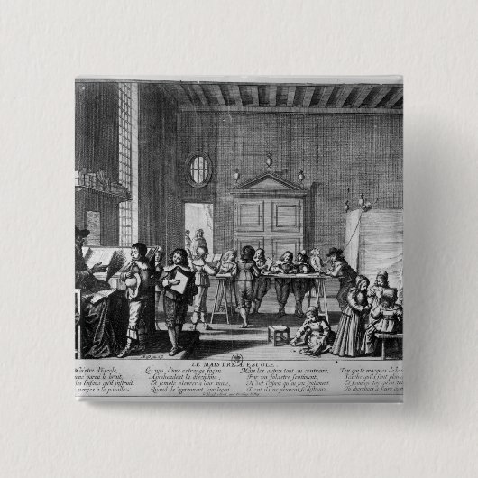 De schoolmeester vierkante button 5,1 cm (Voorkant)