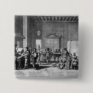 De schoolmeester vierkante button 5,1 cm