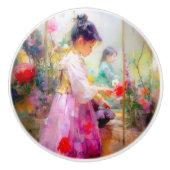 De schoonheid van de Bloemen Keramische Knop (Voorkant)