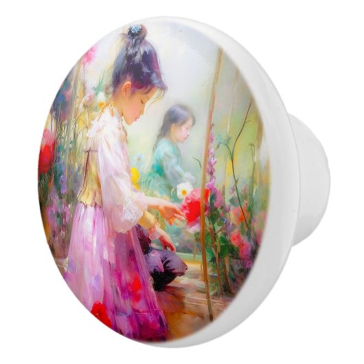 De schoonheid van de Bloemen Keramische Knop (Rechts)