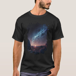 De schoonheid van de nachtelijke hemel tussen aste t-shirt