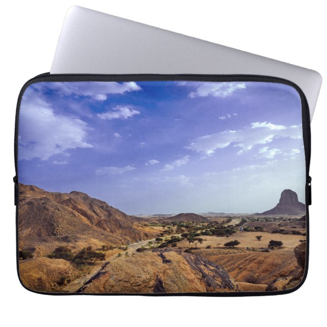 De schoonheid van de natuur onder een blauw laptop sleeve (Voorkant)