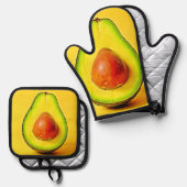 De schoonheid van een gezonde avocado ovenwant & pannenlap set (Voorkant / Achterkant)