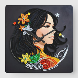 De schoonheid van een vrouw. vierkante klok