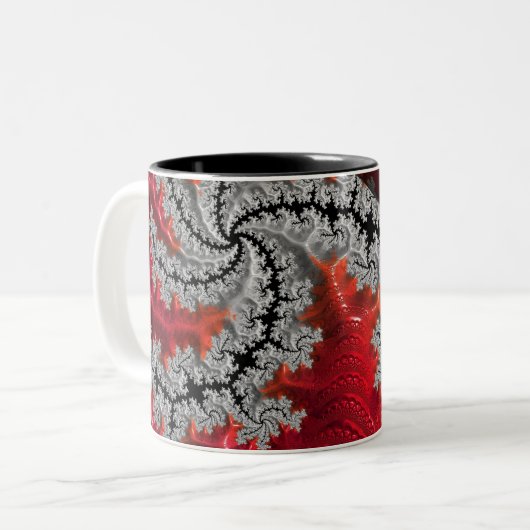 De schoonheid van Mandelbrots Mok van twee toonapp (Voorkant links)