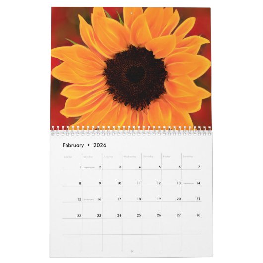 De schoonheid van zonnebloemen kalender (Feb 2026)
