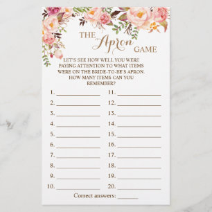 De schort shower roze bloemen spelkaart flyer