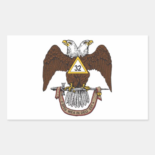 de Schotse Rite Bruin Eagle van de 32ste Graad Rechthoekige Sticker (Voorkant)
