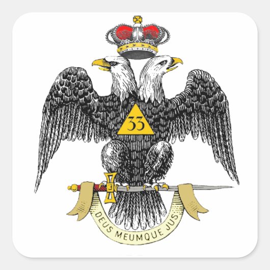 de Schotse Rite Zwart Eagle van de 33ste Graad Vierkante Sticker (Voorkant)