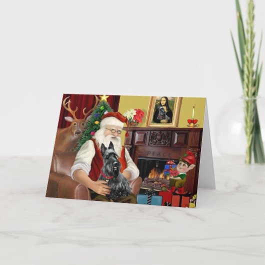 De Schotse Terriër van de Kerstman Feestdagen Kaart (Voorkant)