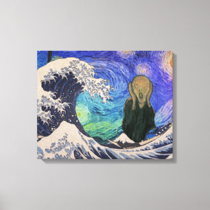 De schreeuw bij De Grote Golf Starnacht Canvas Afdruk