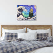 De schreeuw bij De Grote Golf Starnacht Canvas Afdruk (Insitu (Slaapkamer))