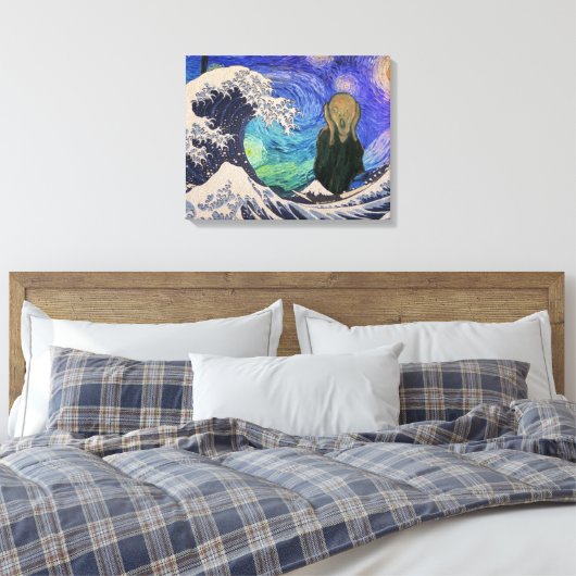 De schreeuw bij De Grote Golf Starnacht Canvas Afdruk (Insitu (Slaapkamer))