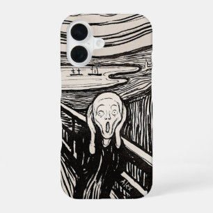 De Schreeuw – Edvard Munch – Aangepaste tekst iPhone 16 Hoesje