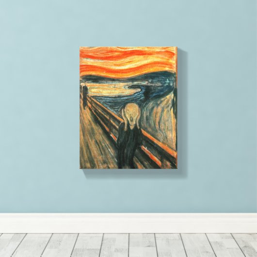 De schreeuw Edvard Munch moderne expressionistisch Canvas Afdruk (Insitu (Houten vloer))