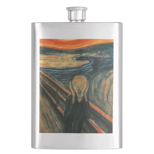 De schreeuw Edvard Munch moderne expressionistisch Heupfles (Voorkant)