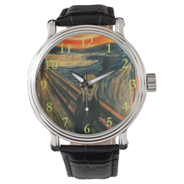 De schreeuw Edvard Munch moderne expressionistisch Horloge (Voorkant)