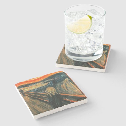 De schreeuw Edvard Munch moderne expressionistisch Stenen Onderzetter (Zijkant)