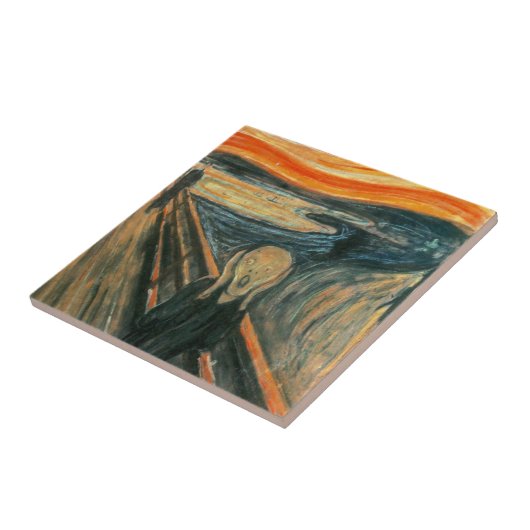 De schreeuw Edvard Munch moderne expressionistisch Tegeltje (Zijkant)
