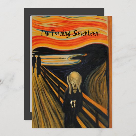 De Schreeuw - Grappige 17e Verjaardag Kaart (Voorkant / Achterkant)