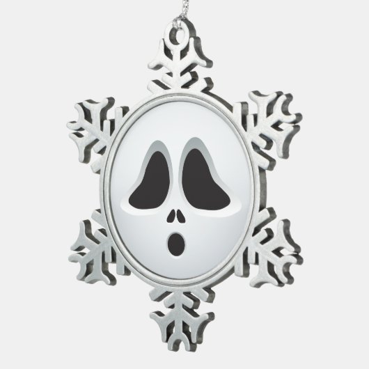 De schreeuw Halloween Emoji Tin Sneeuwvlok Ornament (Rechts)