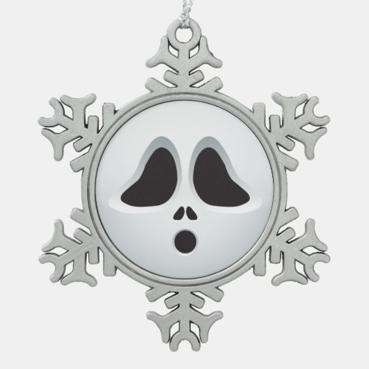 De schreeuw Halloween Emoji Tin Sneeuwvlok Ornament (Voorkant)