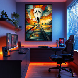 De schreeuw - kubistische minimalist geïnspireerd  poster