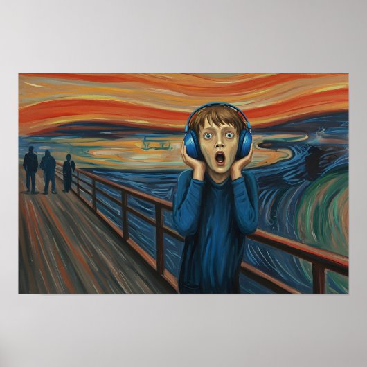 De Schreeuw met Blauwe Hoofdtelefoon Autisme Neuro Poster (Voorkant)