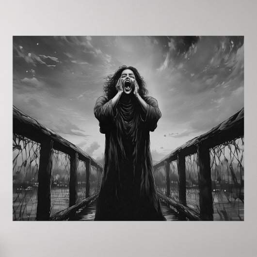 De schreeuw opnieuw bedacht in zwart en wit | poster (Voorkant)