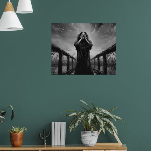 De schreeuw opnieuw bedacht in zwart en wit | poster (Woonkamer 1)