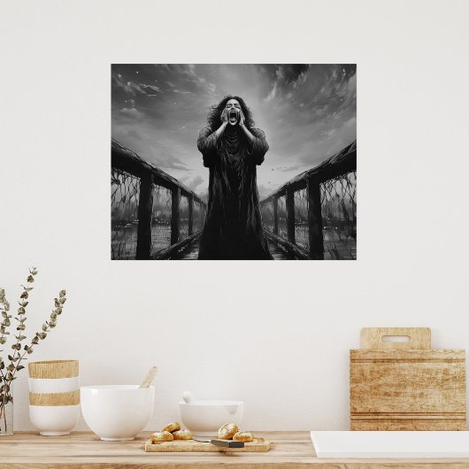 De schreeuw opnieuw bedacht in zwart en wit | poster (Keuken)