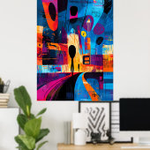 De schreeuw opnieuw geïnterpreteerd in het Abstrac Poster (Thuiskantoor)