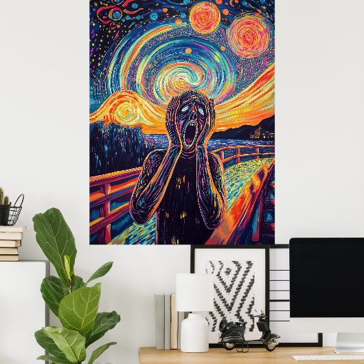 De schreeuw Synthwave Cyberpunk Art Poster (Thuiskantoor)