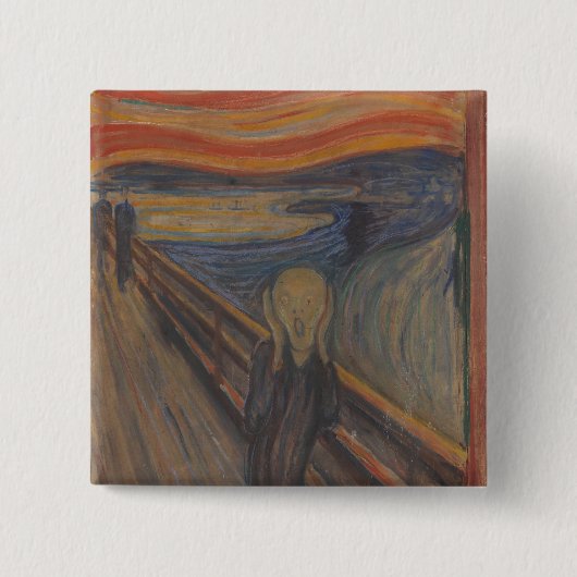 De schreeuw van de natuur door Edvard Munch 1893 Vierkante Button 5,1 Cm (Voorkant)