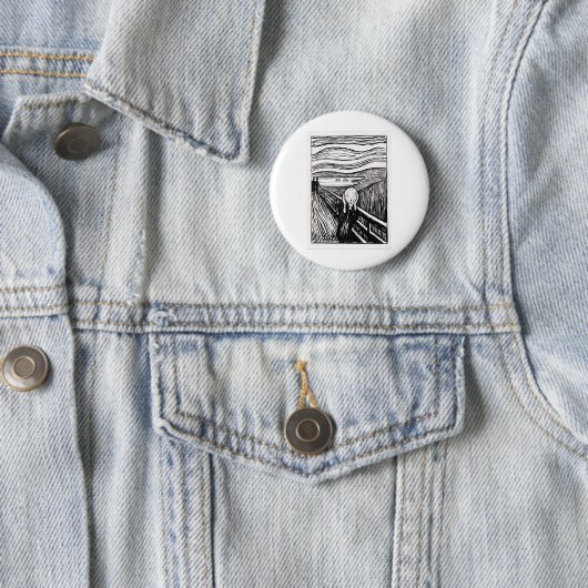 de schreeuw van Edvard Munch Ronde Button 5,7 Cm (In situ)