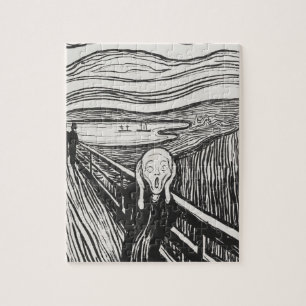 De Schreeuw van Edvard Munch Zwart en Wit Legpuzzel