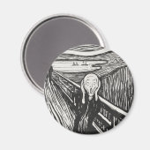 De Schreeuw van Edvard Munch Zwart en Wit Magneet (Voorkant / Achterkant)
