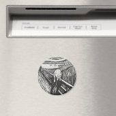 De Schreeuw van Edvard Munch Zwart en Wit Magneet (Insitu (Vaatwasser))