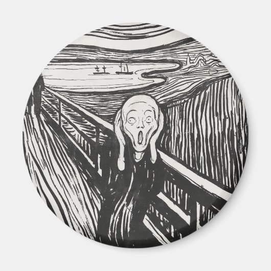 De Schreeuw van Edvard Munch Zwart en Wit Magneet (Voorkant)