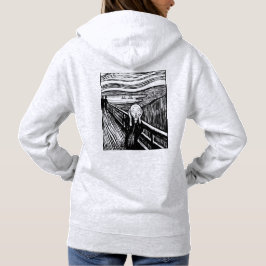 De Schreeuw van Edvard Munch – Zwarte Lijnkunst Hoodie