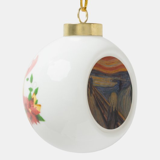 De schreeuw van Natuur, Edvard Munch, 1893 Keramische Bal Ornament (Links)
