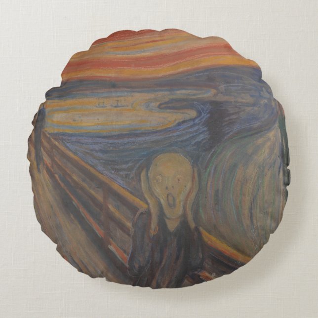 De schreeuw van Natuur, Edvard Munch, 1893 Rond Kussen (Voorkant)