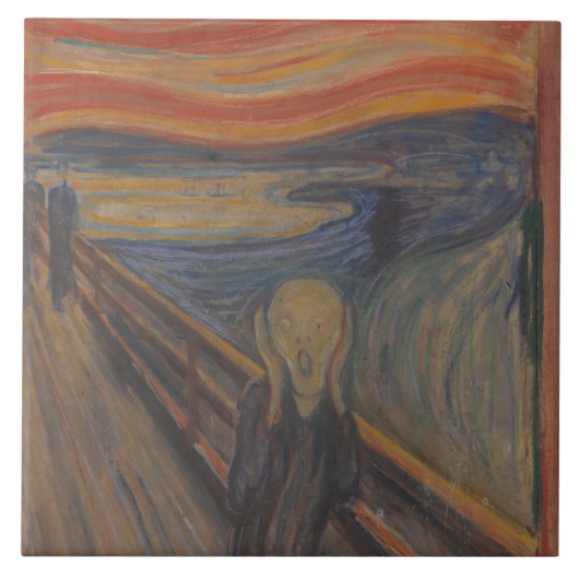 De schreeuw van Natuur, Edvard Munch, 1893 Tegeltje (Voorkant)
