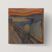De schreeuw van Natuur, Edvard Munch, 1893 Vierkante Button 5,1 Cm (Voorkant)