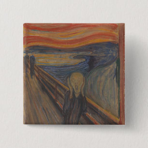 De schreeuw van Natuur, Edvard Munch, 1893 Vierkante Button 5,1 Cm
