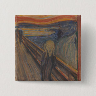 De schreeuw van Natuur, Edvard Munch, 1893 Vierkante Button 5,1 Cm