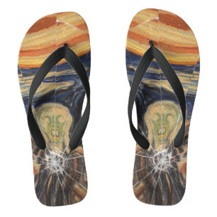 De schreeuw verbrijzelde teenslippers