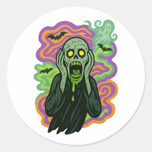 De Schreeuw - Zombie Cartoon Ronde Sticker (Voorkant)