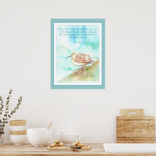 De Schrift, Inspirerend, Vrede, John 14:27 Beach Poster (Keuken)